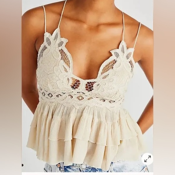 Free People Tops - Free People Coachella Flowy Top Cami Summer NWT Y2K Elegant White Lace Women Top
